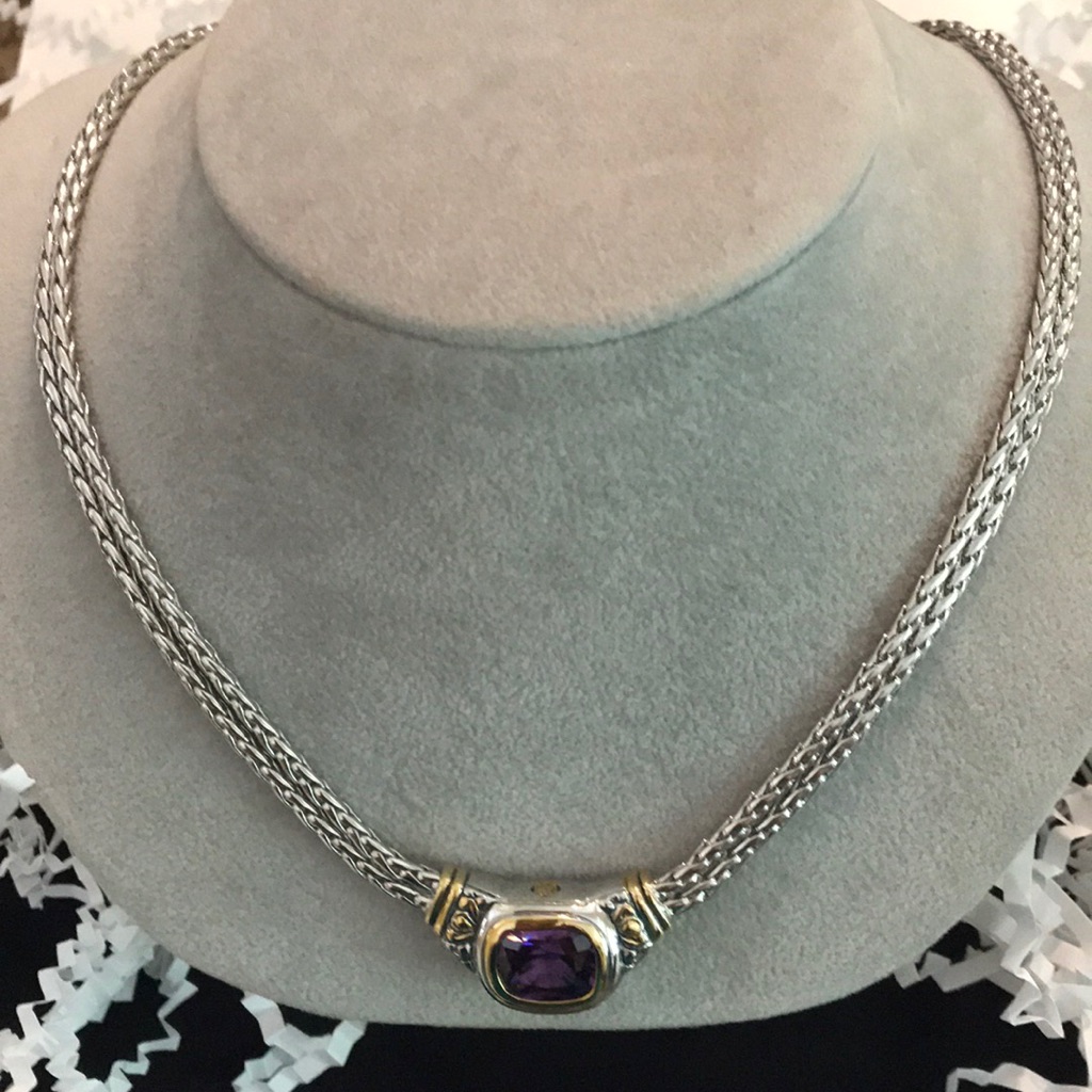 John Medeiros Necklace With Amethyst Stone.